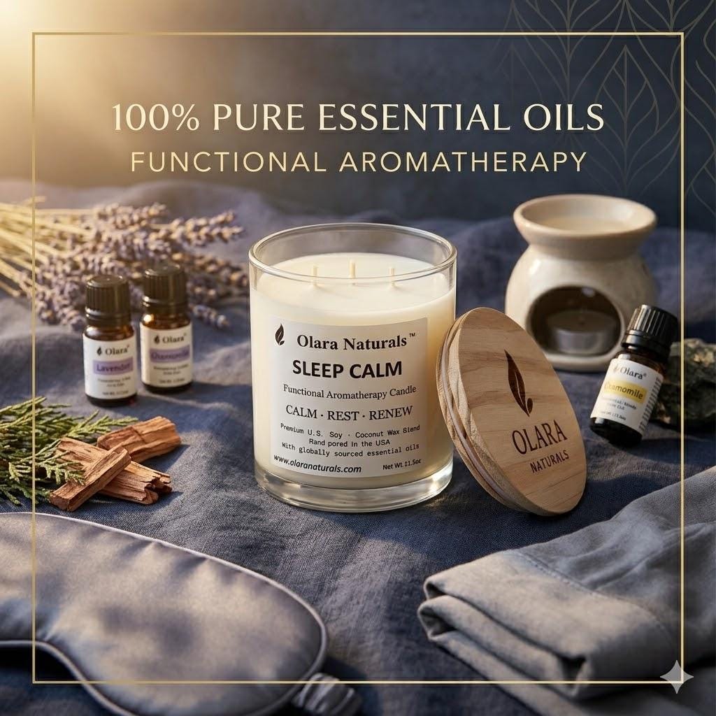 Sleep Calm Essential Oil Candle, Lavender Cedarwood Patchouli, Soy Coconut Wax