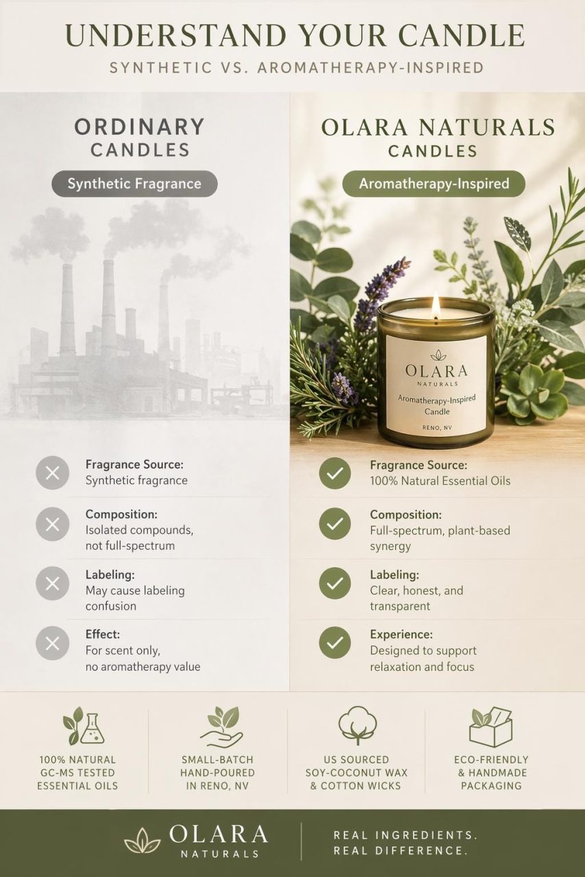 Sleep Calm Essential Oil Candle, Lavender Cedarwood Patchouli, Soy Coconut Wax