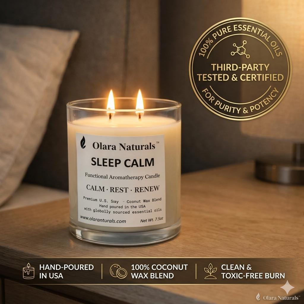Sleep Calm Essential Oil Candle, Lavender Cedarwood Patchouli, Soy Coconut Wax