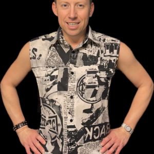 Newspaper Button Down Vest